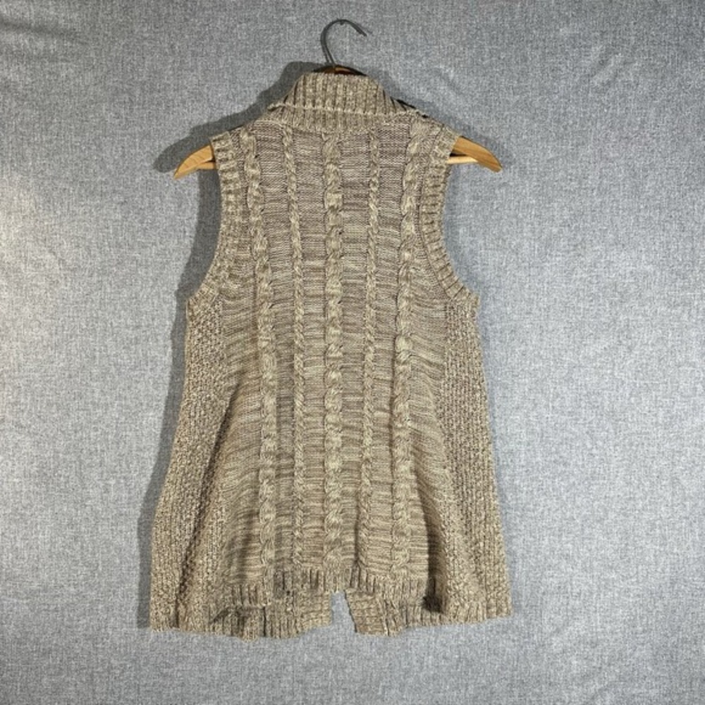 Y2K Brown Knit Sweater Vest‎ Women's w/ Buttons & Front Pockets - Picture 4 of 6